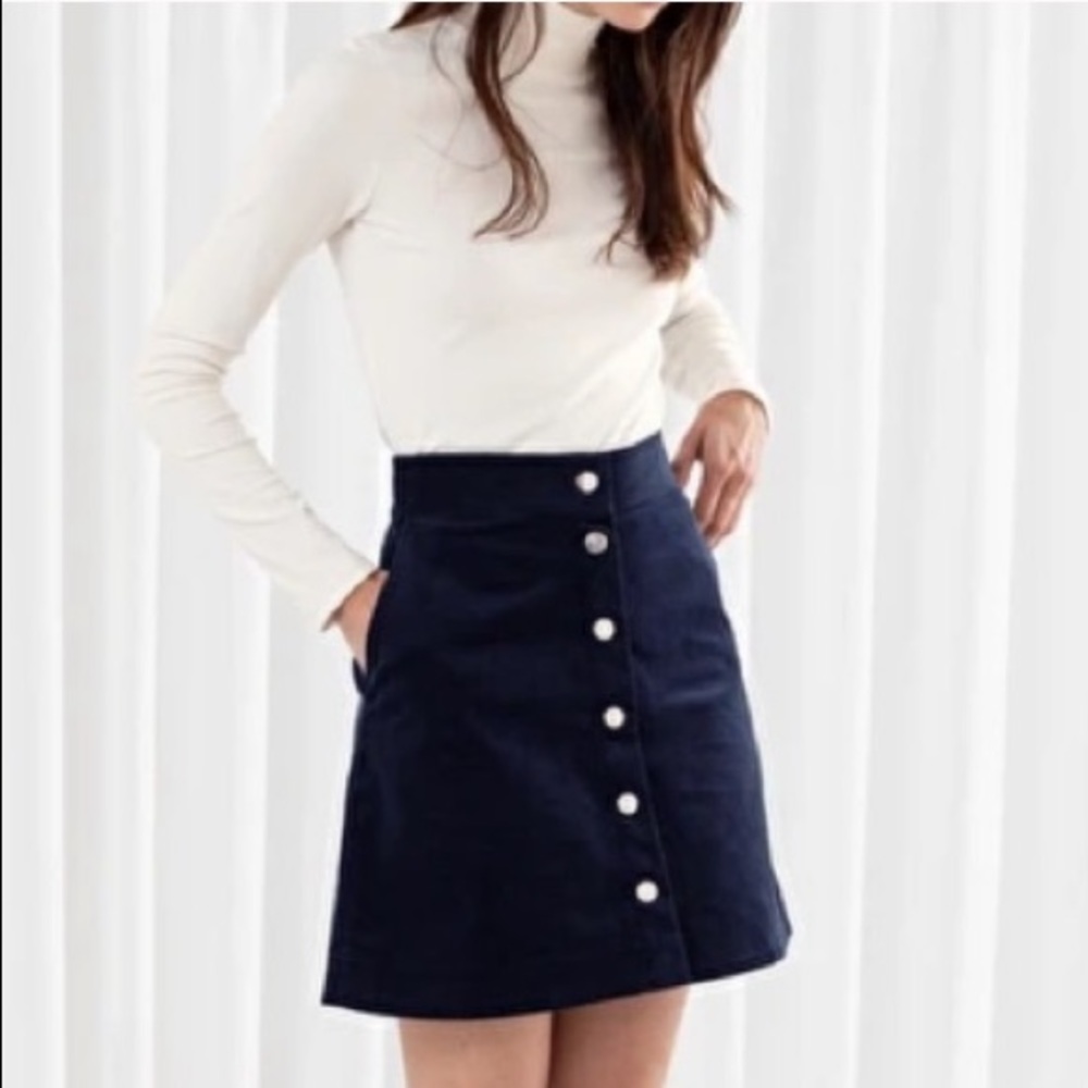 & other stories Navy Corduroy button skirt
